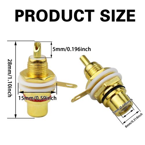 Bntyok Solderable RCA Panel Mount Plug Female Jacks Socket Connector Chassis Amplifier Terminal Plated Gold Adapter Coupler 12PCS