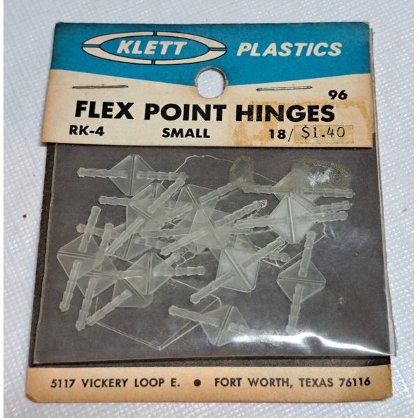 Vintage KLETT Plastics Original R/C Airplane Part #96 Flex Point Hinges 18 Count