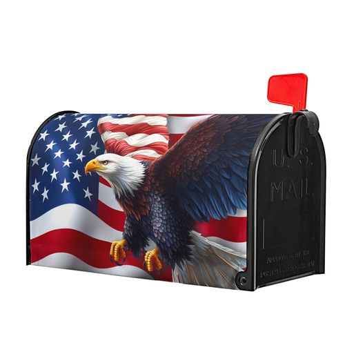 Anyako 4th of July Independence Day Mailbox Cover USA Flag Eagle Mailbox Covers 21 X 18 Inch Magnetic Standard Size American Flag Star Patriotic Wrap Post Letter Box Outdoor Yard Garden Decor