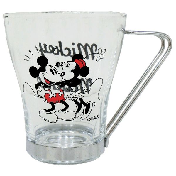 Skater Mickey & Minnie Glass With Handle