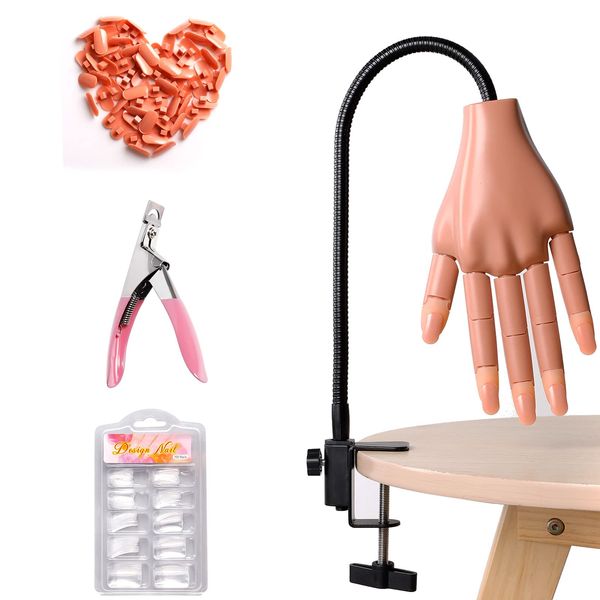 BenkerEsti Practice Hand for Acrylic Nails Mannequin Hands for Nails Practice Nail Training Practice Hand Kit - sliver