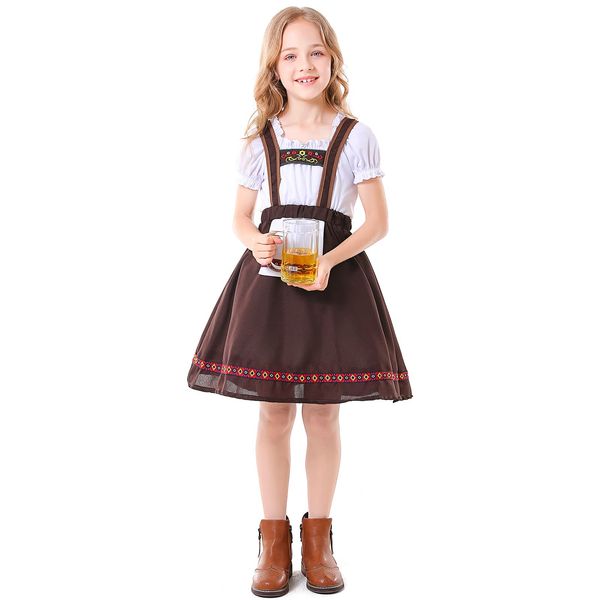 Kids Girls Oktoberfest Costume Halloween Beer Maid Costumes Traditional Bavarian German Dirndl Dress Carnival Costumes for Kids Little Girl Dirndl Dress Kids German Dirndl Dress Girls Oktoberfest