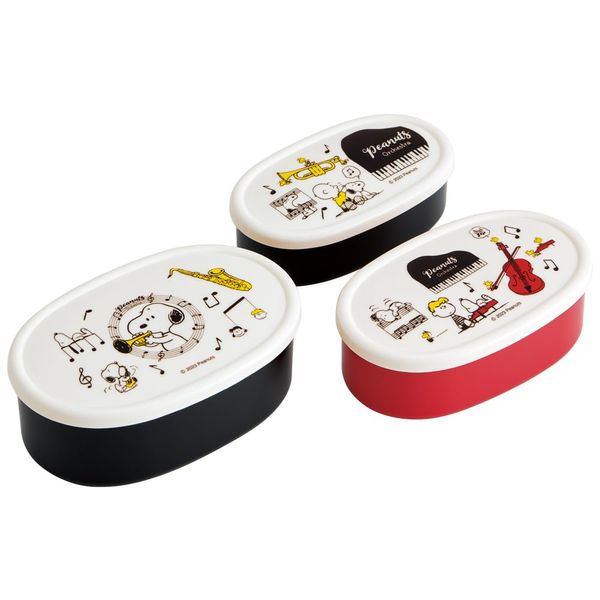 Skater SRS3SAG-A Snoopy Orchestra Bento Box, Sealed Containers, Storage Containers, 3 Pieces, Made in Japan, 30.9 fl oz (860 ml)