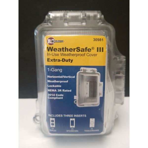 NEW Mulberry 30981 weatherSafe III, 1gang outlet cover, extra duty.in use cover.