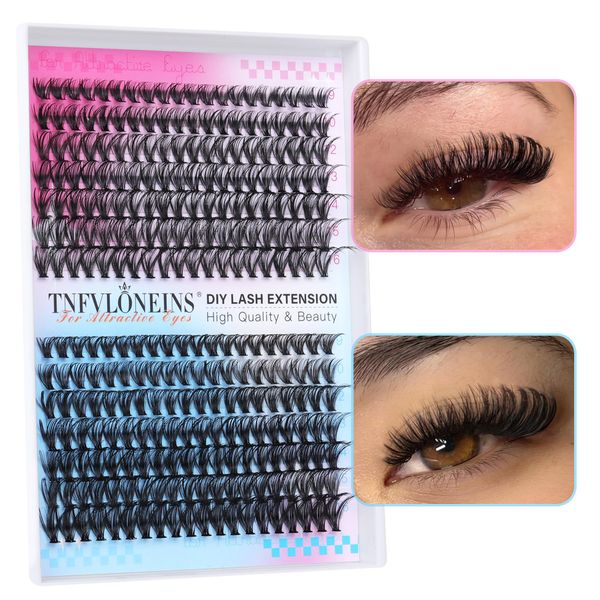 Lash Clusters Wispy Cluster Eyelash Extensions D Curl Natural Cluster Lashes 30D+40D Eyelash Clusters 9-16mm Individual Lashes 280Pcs Lash Extension by TNFVLONEINS