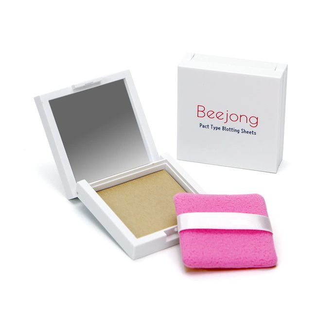 Beejong Oil Absorbing Sheets for Face – 50pcs Oil Blotting Sheets Anti-Shine Oil Absorbing Paper – Compact and Lightweight Case with Mirror 2.44" x 2.48" (Compact Case + 50pcs Oil Sheets)