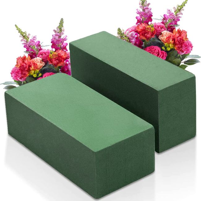 2 Pcs Floral Foam Blocks (Larger Size 9" X 4" X 3" Each) Florist Flower Foam Green Bricks Applied Dry or Wet Flower Foam Bricks Arrangement Supplies for Artificial or Fresh Flowers