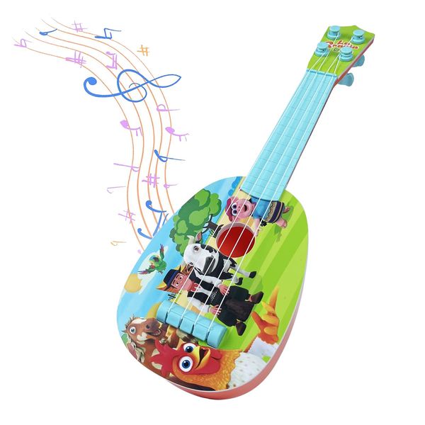 La Granja de Zenon 15" Inch Kids Ukulele Guitar Toys with 4 Strings Keep Tones,Kids Ukulele for Beginner,Mini Ukulele Guitar Musical Instruments Educational Learning Toys for Toddler 1-3 Year Old Kids