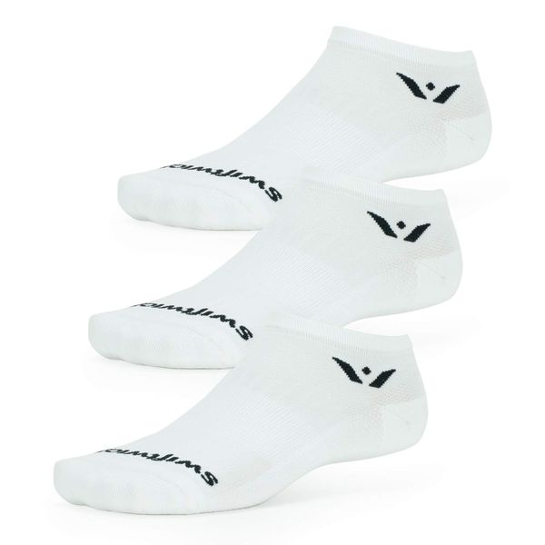 Swiftwick - PERFORMANCE ZERO (3 Pairs) Running Socks, Golf Socks, Durable, Cushioned No-Show Socks (White, X-Large)