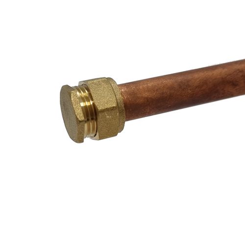Pipestation® 22mm Brass Compression Stop END Blank Cap for Copper Pipe - Pack of 2