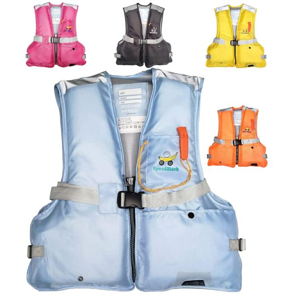 SPEEDMARK Life Jacket Kids Kids Adult Floating Vest Life Saving Gear Fishing Junior (LL, Sky Blue)