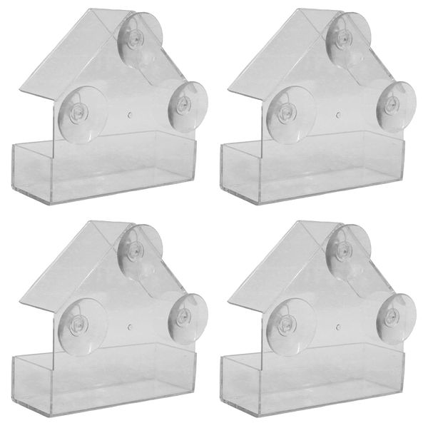 AB Tools Hanging Window Wild Bird Feeder Table Clear Viewing Perspex 3 Suction Pads 4pk