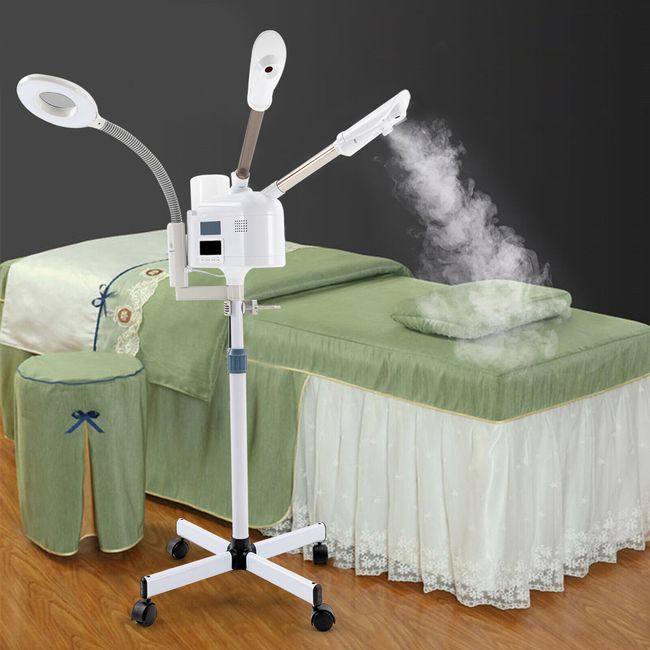 Facial Steamer Machine 3 in 1 W/Germicidal Lamp & Wheels Cold and Hot Spray Mode