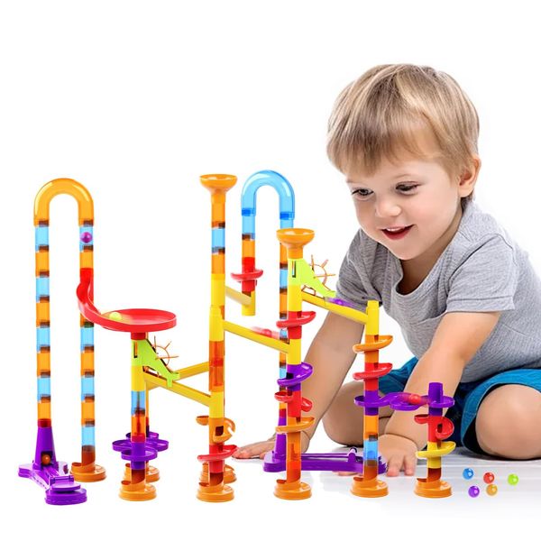 ZOZOPLAY 93Pcs STEM Marble Run Building Blocks, Colorful Track Pipe Blocks and Plastic Marbles, Creative Construction Toys for Ages 3+, Christmas & Birthday Gift Choice, Kindergarten & Daycare Toys