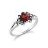 Gemondo Marcasite Ring, 925 Sterling Silver Art Deco Garnet & Marcasite Ring