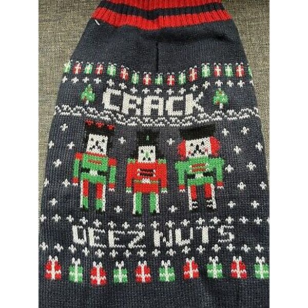 NWT Crack Deez Nuts Nutcracker Dog Sweater Christmas Medium M