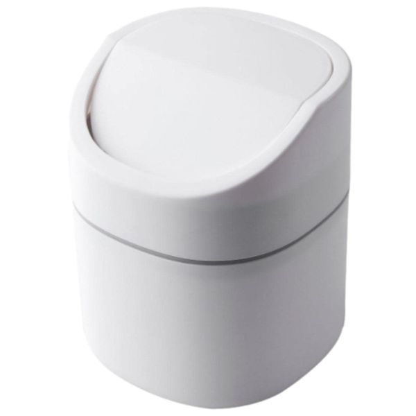 G-MODELL Trash Can with Lid Tabletop Trash Can with Lid (White, Rotating)