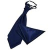 DQT Men Plain Glossy Satin Wedding Cravat & Pocket Square Set - Navy Blue