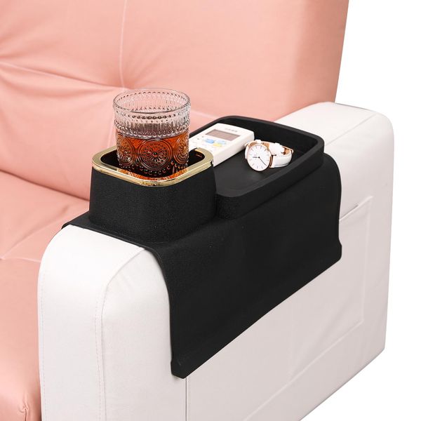 ETRAVEL Drink Holder for Sofa Armrest Sofa Armrest Tray Couch Coaster Cup Holder Remote Control Rack Cell Phone Glasses Accessories Organizer Storage Silicone (Black)