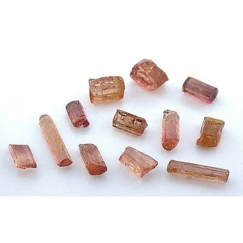 8.83 Gram Twelve Golden Peach Pumpkin Crystal Gem Facet Tourmaline Rough EBS1575