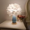 ZYLEIESENBAO Feather Table Lamp Creative White Feather Girl Lamp Bedside Prin...