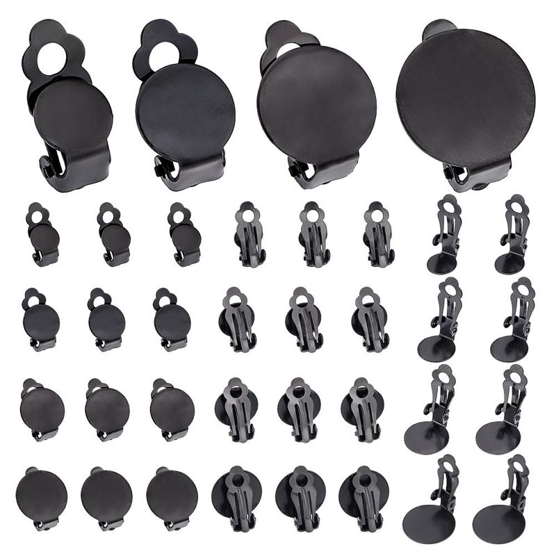 UNICRAFTALE 32 Set 4 stijlen hanger roestvrij staal rond cabochon hart traanvorm blanco lunette met cabochon gouden basis voor sieraden, Roestvrij staal, Zonder