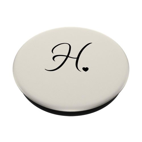 Beige / Vanilla Letter H Initial Heart Monogram Cute Design PopSockets Standard PopGrip