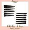 Black Hair Clips by Glamorize | Plastic Crocodile Hairpins | Hairdresser Sectioning Clips |6-Pack x 2| Includes E-book with Hair Styling Tips Using Different Hair Accessories