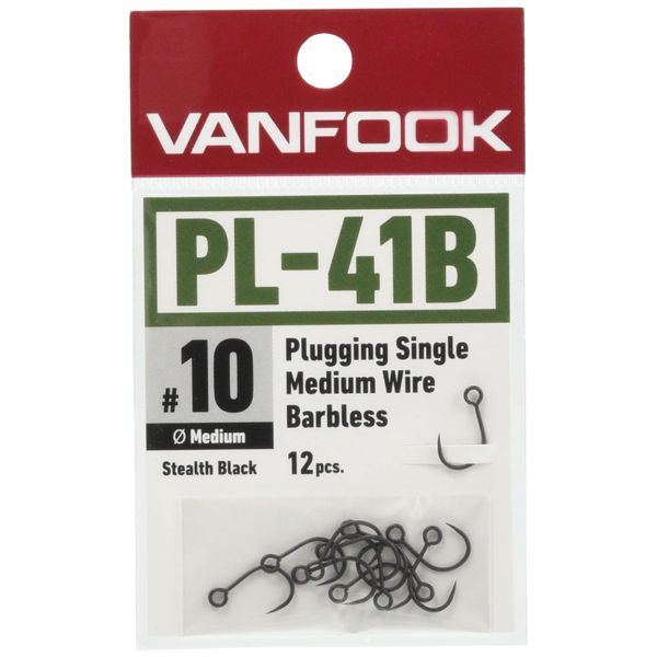 VANFOOK PL-41B Plugging Single Medium Wire Barbless Stealth Black #10
