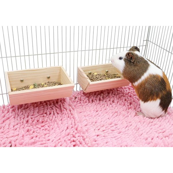 2 Pcs Guinea Pig Feeder Box, Wooden Small Animal Food Feeder, Hanging Rabbit Foo