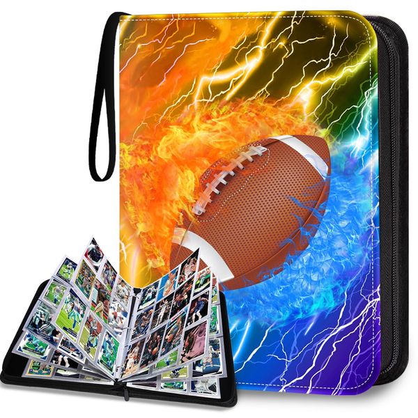 HESTECH Football Card Binder 9 Pocket with 50 Removable Sleeves, Collectible Trading Card Albums Display Storage Organizer Fits 900 Card, Sports Card Holder for Collectors Boys and Girls Gift