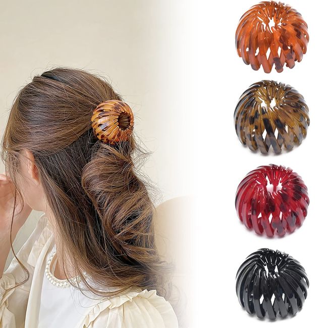 4 Stück Vogelnest Haarspange YUTOU Vintage Vogelnest Haarklammern Pferdeschwanz Haarnadel Haarspangen für Damen Große Haarclips Haargreifer Haar Accessoire Haarschmuck für Mädchen Damen (4 Farben)