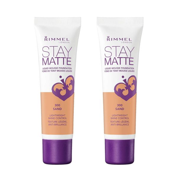 Rimmel Stay Matte Liquid Foundation, Sand, 1 Fl Oz, 2 Count (Pack of 1)