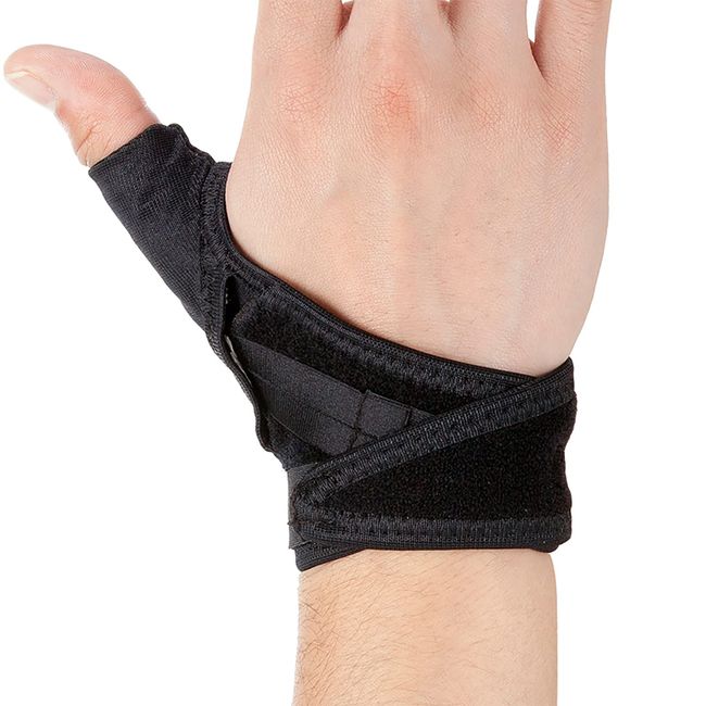 D&M Finger Supporter, For Thumbs, Made in Japan, One Size Fits Most, Black, Right Hand, D-3 Built-in Plate, Thumb Lock, Compression Fixation, Protection, Reduction, Arthritis, Poke Finger Support, Sports, Volleyball, Basketball