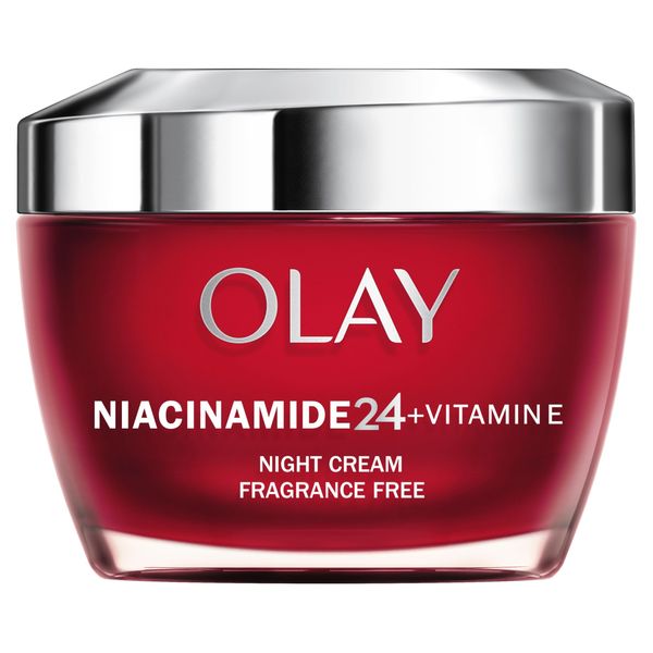 Olay Niacinamide 24 + Vitamin E Moisturiser, Night Cream With 99% Pure Niacinamide Vitamin E & Shea Butter' Fragrance Free, 50ml