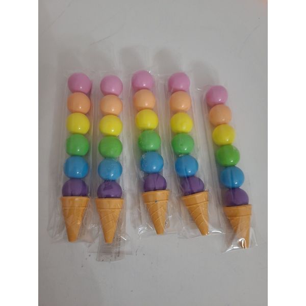 Rainbow Ice Cream Scoops Scented Stacking Erasable Crayons NEW LOT of 5