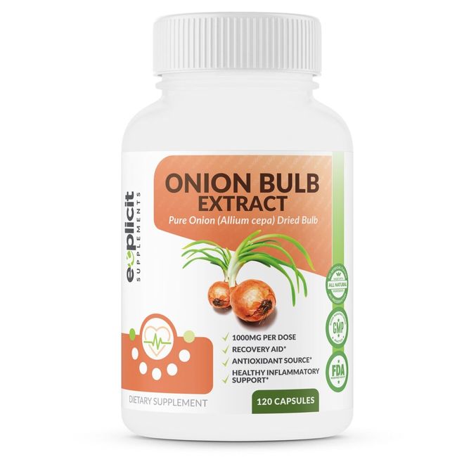 All Natural Onion Extract 1000mg - Dried Onion Bulb (Allium Cepa) - 120 Caps