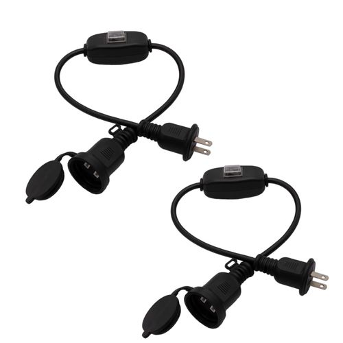 Extension Cord, Power Plug Extension Cable with Waterproof Switch, Rainproof Outlet, 0.5 M Outdoor, Rainproof Cap Included, Lid, PSE Certified, Power Cord for Work, 2 Cores, Universal Outlet (0.5 M Length, Single Item)