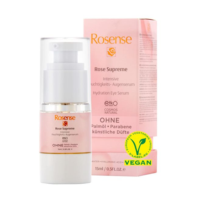 Rosense Supreme Augenserum – intensive Augenpflege feuchtigkeitsspendende Gesichtspflege Anti-Aging vegan – 15 ml