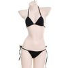 Masonanic Striped Bikini, String Pants, Bra, Knee-High, 3-piece Set, Cosplay, Micro Triangle Bikini, Black