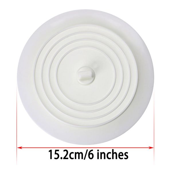 BTSKY 2 pack 6 Inches Universal Silicone Rubber - Tub Stopper Drain Plug Cover For Kitchen Bathroom Sink Bathtub Drain Cover, Travel Silicone Rubber Drain Plug, White