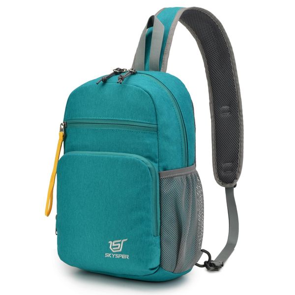 SKYSPER Crossbody Sling Bag Packable Cross Body Sling Backpack Shoulder Travel Bag Hiking Daypack for Women Men(Cyan)