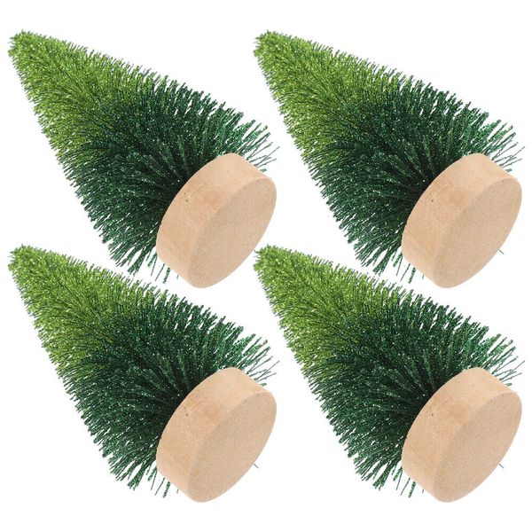 4 Pcs Bottle Brush Christmas Trees Mini Desktop Decoration Xmas Ornament