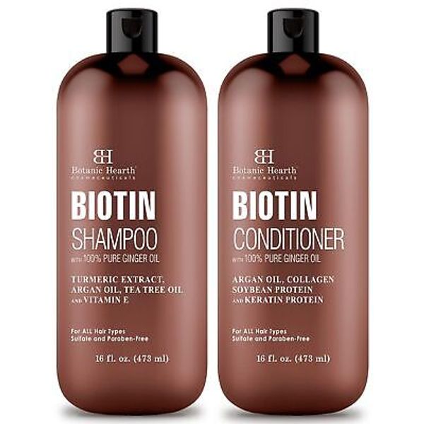 BOTANIC HEARTH Biotin Shampoo and Conditioner Set - with Ginger Oil & Keratin f