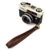 [Small Cherry Blossom Pattern Nume Leather Camera Hand Strap!] [Chocolate] Leather camera strap that increases texture with use!
