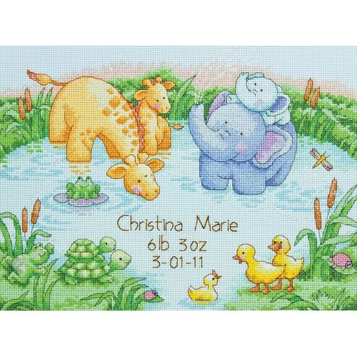 Dimensions Little Pond Birth Record Counted Cross Stitch Kit, Gift, 12” x 9”