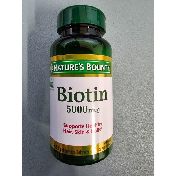 2 PACK Nature's Bounty Biotin 5000 mcg 72 Rapid Release Softgels