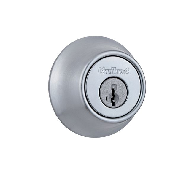 Kwikset 660 Deadbolt Deadbolt Lock, Satin Chrome Round Exterior Keyed Front Entry Door, Pick Resistant SmartKey Rekey Security, Single Cylinder Dead Bolt