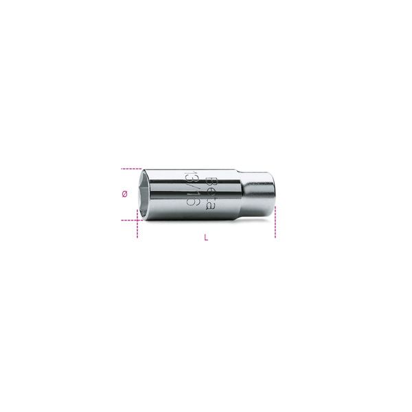 Beta 9560008 Model 956 C14 1/2" Square Drive Spark Plug Socket, Chrome-Plated, Hexagon End, 14 mm Size
