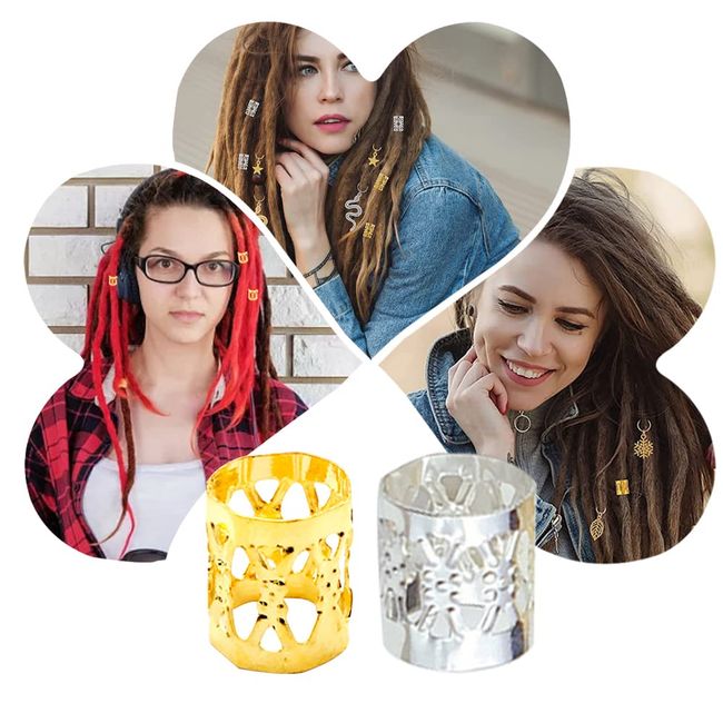 200 pcs Dreadlocks Beads Hair Braid Rings Clips Dread Locks Hair Braiding  Metal Cuffs Decoration/Accessories Jewelry, Gold